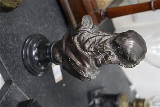 A pair of 20th century bronzed metal busts of male and female Arabs, 13in.